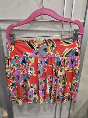 Anne Cole Coral Floral Pleated Swim Skirt